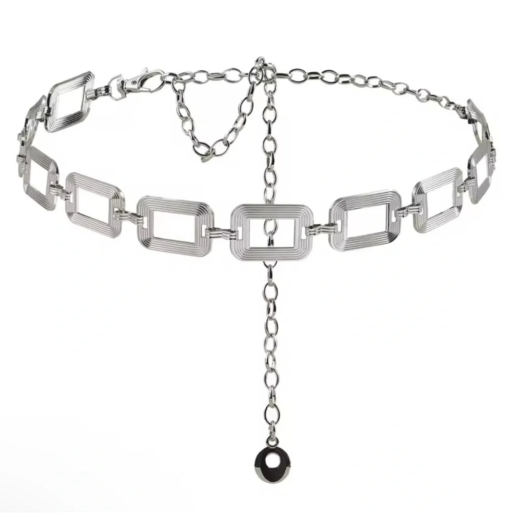 cute chain hollow simple square belt buckle chain belt for dress 42”